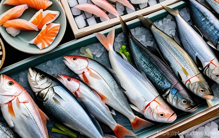 스시용 생선 종류 - Image Prompt 1: "The Essence of Freshness at a Portuguese Fish Market"**